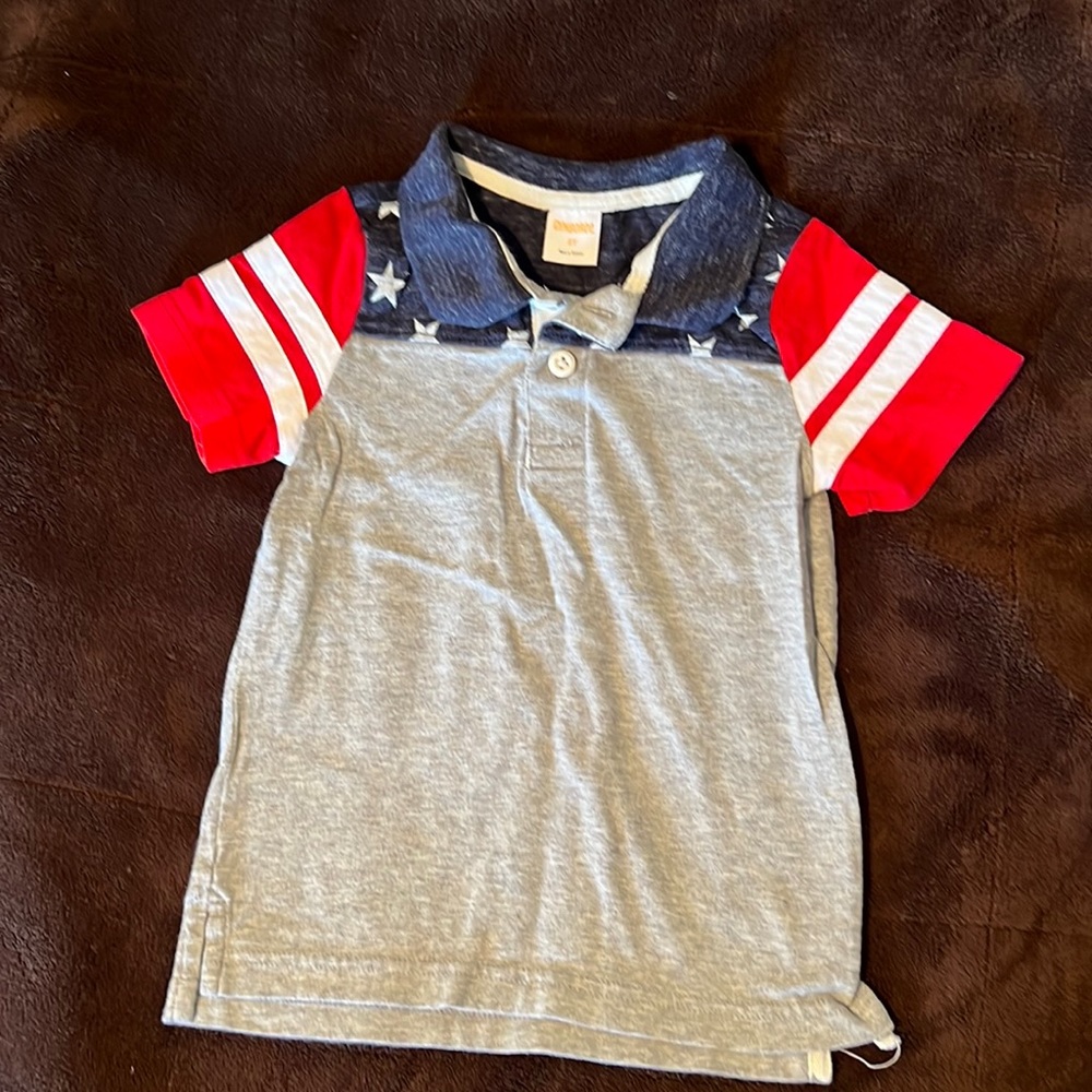 Gymboree 4th Fourth of July Memorial Day USA patriotic polo shirt stars stripes